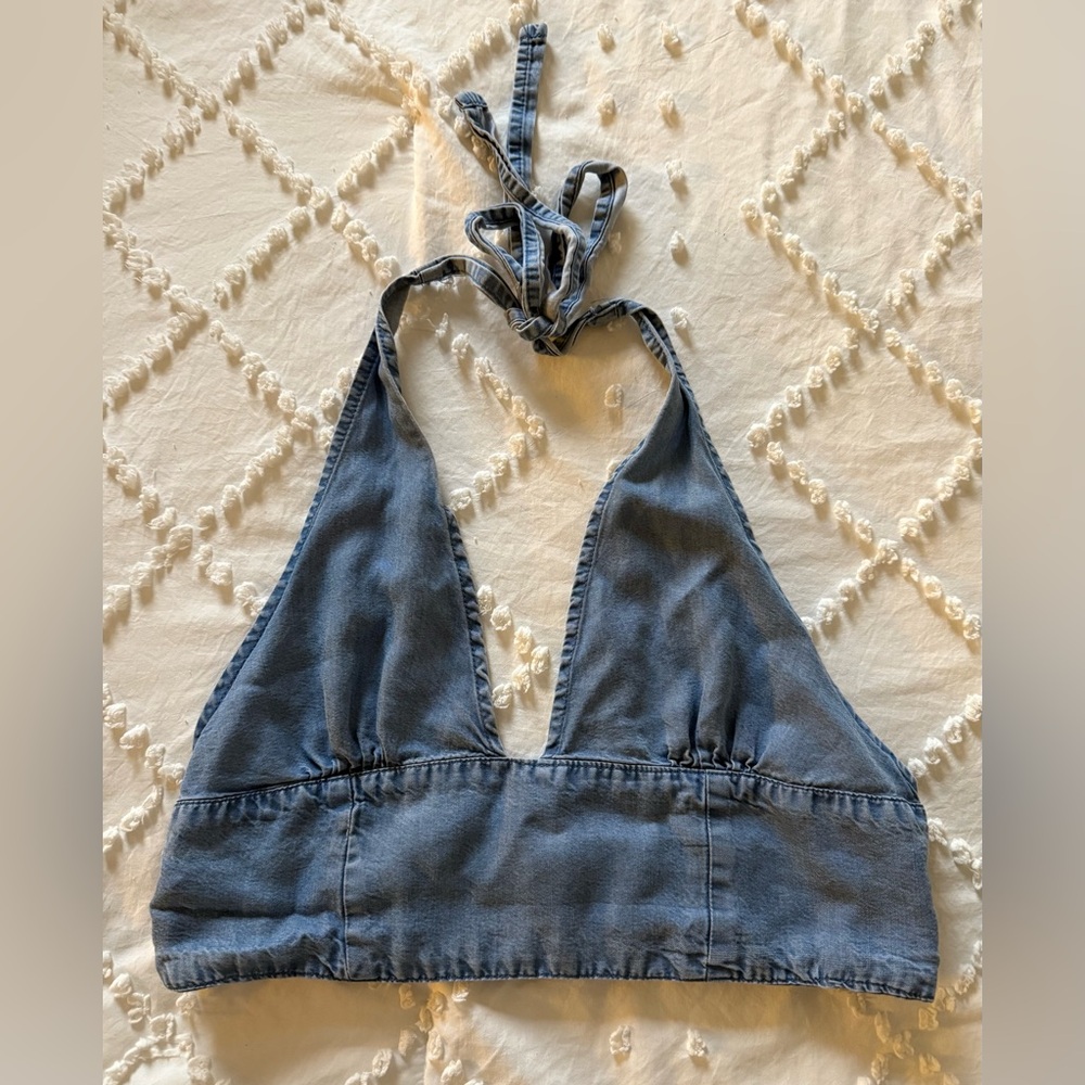 Forever 21 Denim Blue Smocked Top